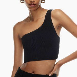 H&M • Black One-shoulder Ribbed Fine-Knit Top NWOT